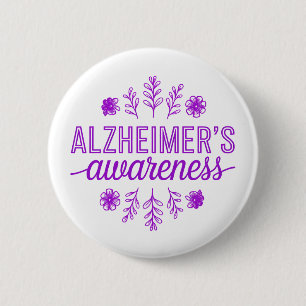 Ziekte van Alzheimer Paarse Bloemen Ronde Button 5,7 Cm
