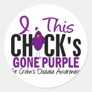 ZIEKTE VAN CROHNS Chick Gone Paarse Ronde Sticker