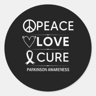 Ziekte van Parkinson Bewustzijn Vrede Liefde Cure Ronde Sticker