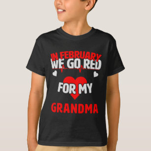Ziektebewustzijnscadeau We gaan rood voor oma T-shirt