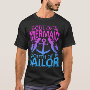 Ziel van een zeemeermin mond van een zeeman afbeel t-shirt