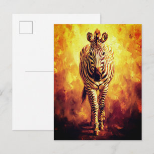 Ziel van zebra's uit de jungle gouden olieverfschi briefkaart