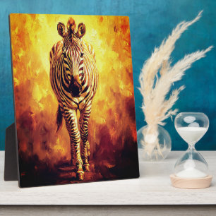 Ziel van zebra's uit de jungle gouden olieverfschi fotoplaat