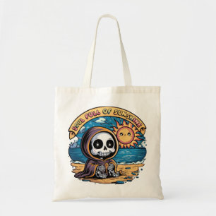 Ziel vol met zonneschijn Grim Reaper aan het stran Tote Bag