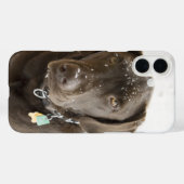 Zielvolle Sneeuw Besprenkeld Chocolade Labrador  Case-Mate iPhone Case (Achterkant (horizontaal))