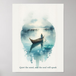 Zielvolle Stilte: Minimalistische Waterverf Boot C Poster