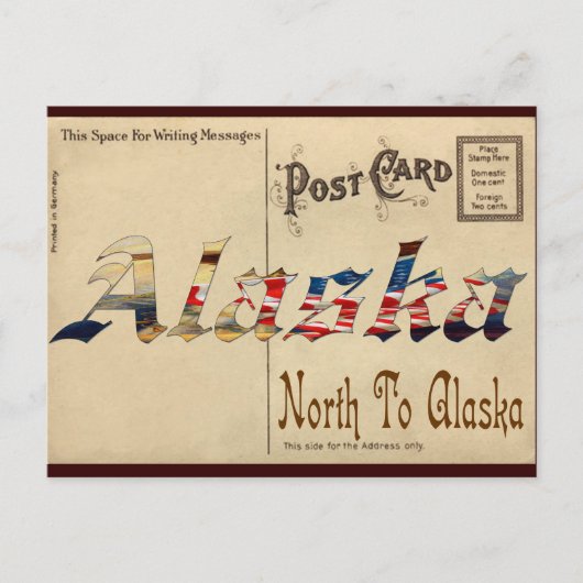 zien er oud Briefkaart uit met Alaska (Voorkant)
