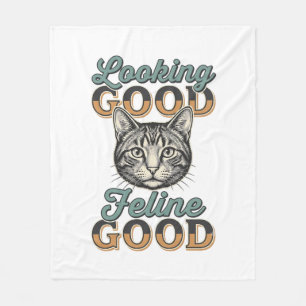 Ziet er goed uit Feline Goed Vintage Kattendesign_ Fleece Deken