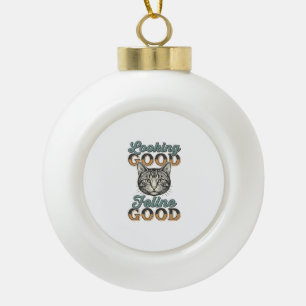 Ziet er goed uit Feline Goed Vintage Kattendesign_ Keramische Bal Ornament