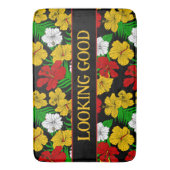 Ziet er goed uit Quote Tropische Bloemen Zwart Badmat (Voorkant Verticaal)