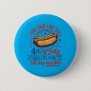 Ziet eruit als 4 juli maakt wil een hotdog ronde button 5,7 cm