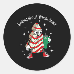 Ziet eruit als een hele snack kerstboom snack ca ronde sticker