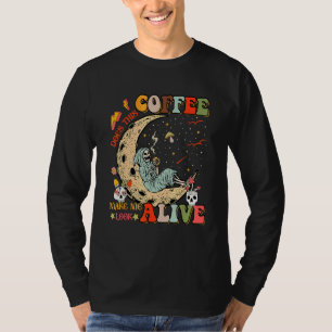 Ziet koffie me levend uit Magere Hein Ha T-shirt