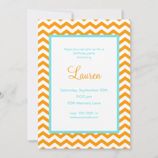 Zig Zag Anniversaire Fête Invitation (Devant)