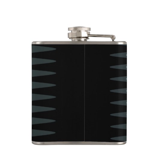 Zig Zag Black Blauwgroen grijs patroon Heupfles (Achterkant)