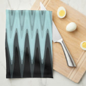 Zig Zag Black Blauwgroen grijs patroon Theedoek (Quarter Fold)