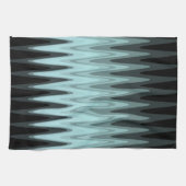 Zig Zag Black Blauwgroen grijs patroon Theedoek (Horizontaal)
