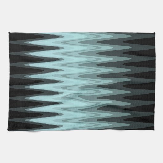 Zig Zag Black Blauwgroen grijs patroon Theedoek (Horizontaal)