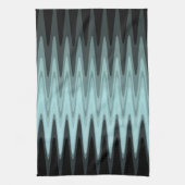 Zig Zag Black Blauwgroen grijs patroon Theedoek (Verticaal)