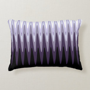 Zig Zag Black White Grey Dark Paars Beige Patroon Decoratief Kussen