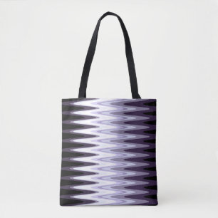 Zig Zag Black White Grey Dark Paars Beige Patroon Tote Bag