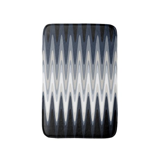 Zig Zag Black White Grey Navy Blue Beige Pattern Badmat (Voorkant Verticaal)