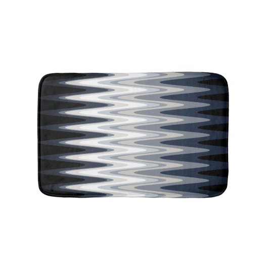 Zig Zag Black White Grey Navy Blue Beige Pattern Badmat (Voorkant)