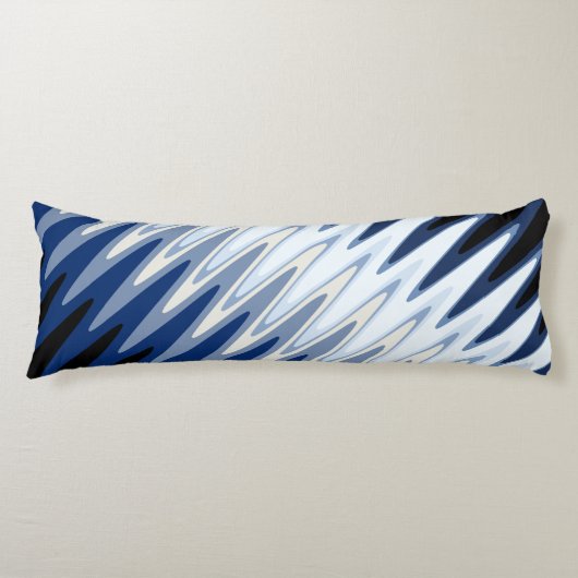 Zig Zag Black White Grey Navy Blue Beige Pattern Lichaamskussen (Voorkant)