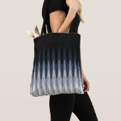 Zig Zag Black White Grey Navy Blue Beige Pattern Tote Bag (Dichtbij)
