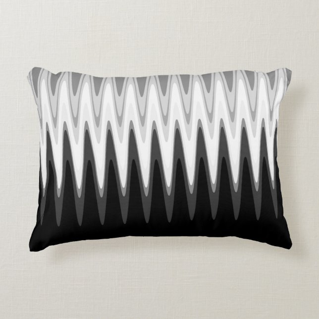 Zig Zag Black White Grey Pattern Accent Kussen (Voorkant)