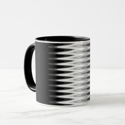 Zig Zag Black White Grey Pattern Mok (Voorkant links)