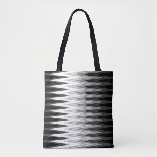 Zig Zag Black White Grey Pattern Tote Bag (Voorkant)