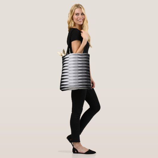 Zig Zag Black White Grey Pattern Tote Bag (Op model)
