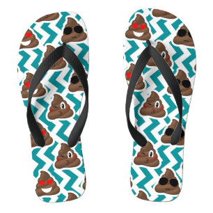 Zig Zag Blauwgroen Poop Emoji Teenslippers