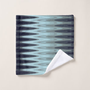 Zig Zag Blue Blauwgroen Grey Pattern Washandje