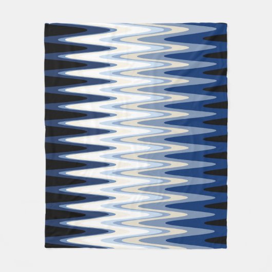 Zig Zag Blue White Grey Beige Pattern Fleece Deken (Voorkant)