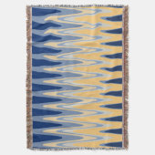 Zig Zag Blue Yellow Grey Beige Pattern Deken (Voorkant Verticaal)