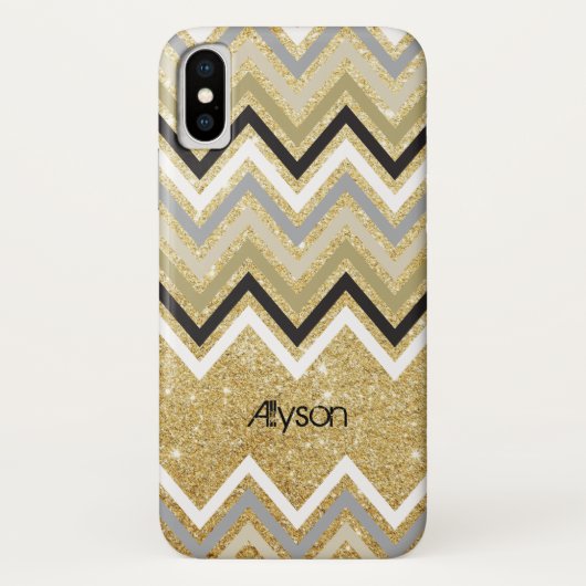 Zig Zag Chevron Pattern Gold Glitter Phone Case (Achterkant)