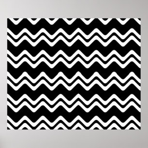 Zig Zag dubbel gekleurd lijnpatroon Poster