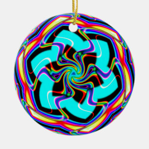 Zig Zag Hexagon Snowfllake Keramisch Ornament