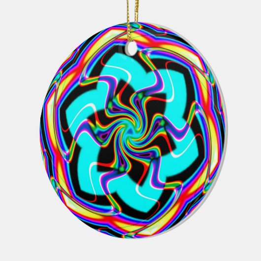 Zig Zag Hexagon Snowfllake Keramisch Ornament (Links)