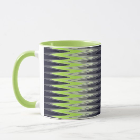 Zig Zag Lime Green White Grey Pattern Mok (Links)