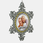 Zig Zag Patroon Geel Foto Keepsake Tin Sneeuwvlok Ornament (Links)