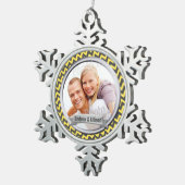 Zig Zag Patroon Geel Foto Keepsake Tin Sneeuwvlok Ornament (Rechts)