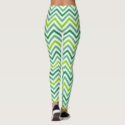 Zig Zag Pattern White Womens Leggings, gestript Leggings (Achterkant)