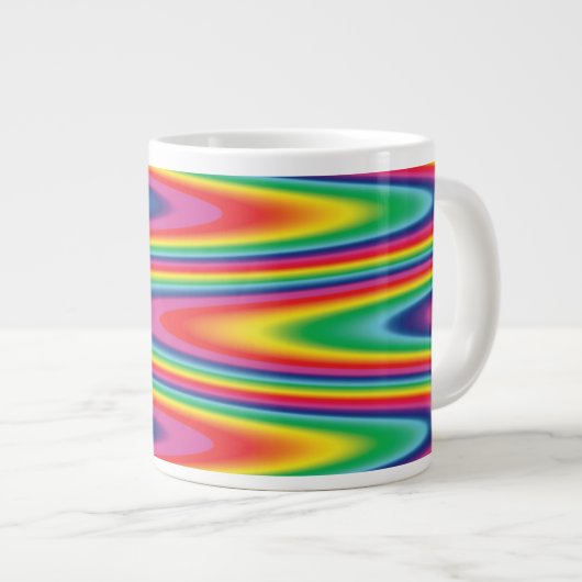 Zig Zag Psychedelic Rainbow Pattern Extra Grote Beker (Voorkant rechts)
