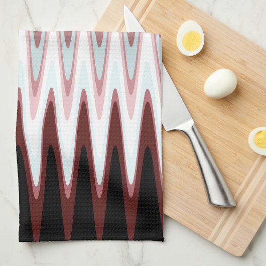Zig Zag Red White Gray Pattern Kitchen Towel Theedoek (Quarter Fold)