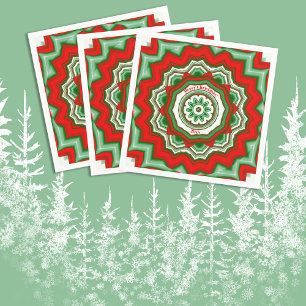 Zig Zag Rood/Groene Kerstfeest Papieren Servet