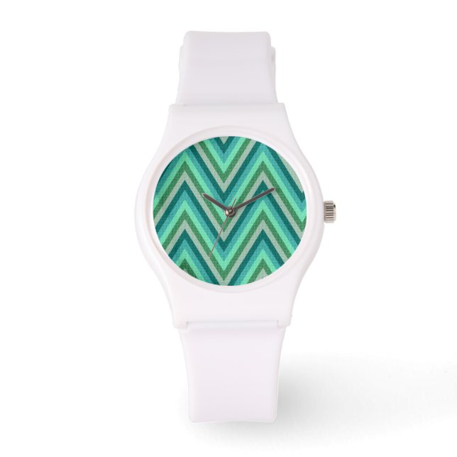 Zig Zag Striped Background Horloge (Voorkant)