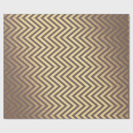 Zig Zag Stripes Brown Gold Chocolate Chevron Line Cadeaupapier (Vlak)